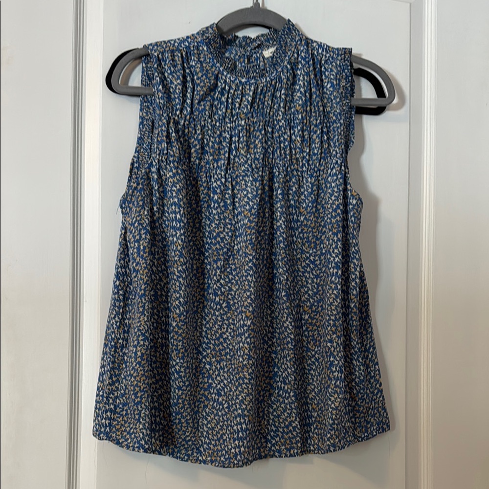 Blue Floral Sleeveless Top